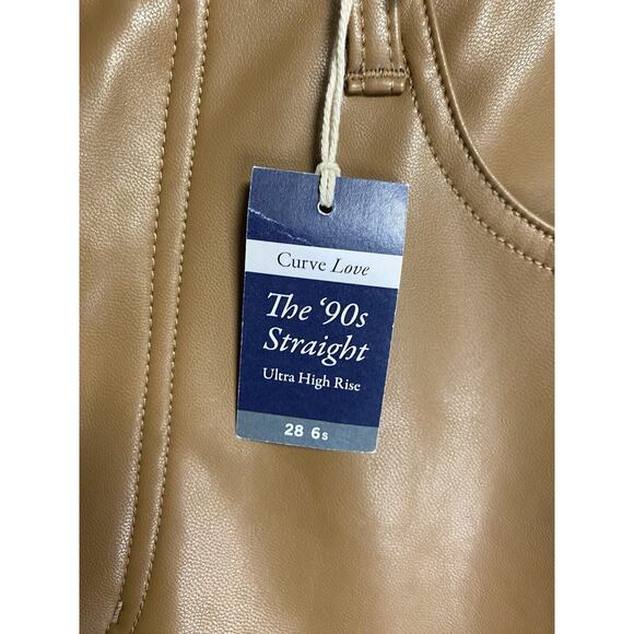 New Abercrombie & Fitch Vegan Leather The 90s Straight High Rise Pants 28 6s - Picture 3 of 6